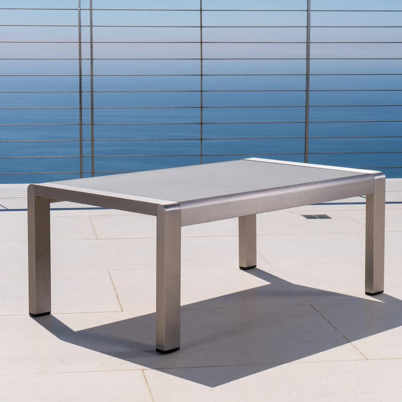 Cape Coral Outdoor Aluminum and Tempered Glass Coffee Table by Christopher Knight Home