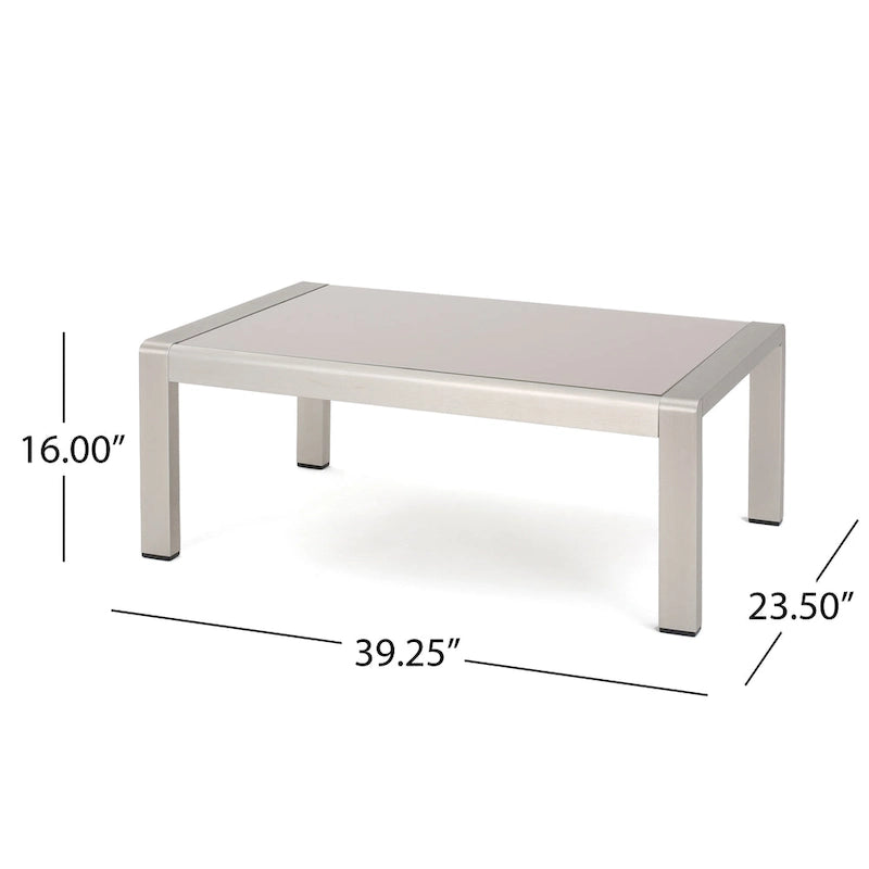 Cape Coral Outdoor Aluminum and Tempered Glass Coffee Table by Christopher Knight Home