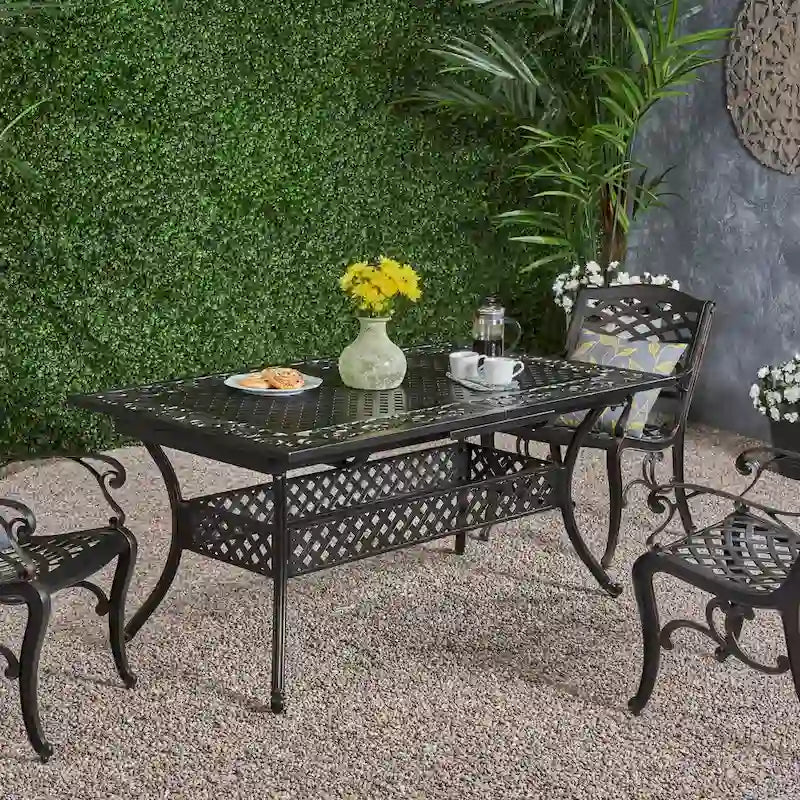 Phoenix Outdoor 64 - 81Expandable Cast Aluminum Dining Table by Christopher Knight Home