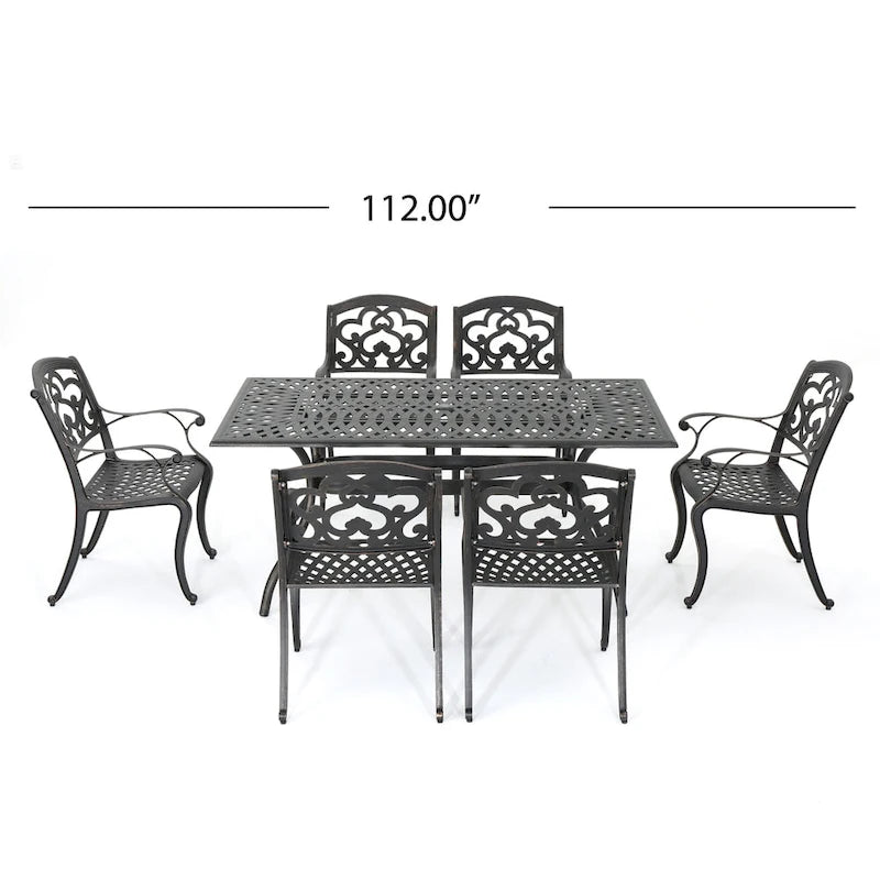 Austin Outdoor 7-piece Cast Aluminum Rectangle Dining Set by Christopher Knight Home