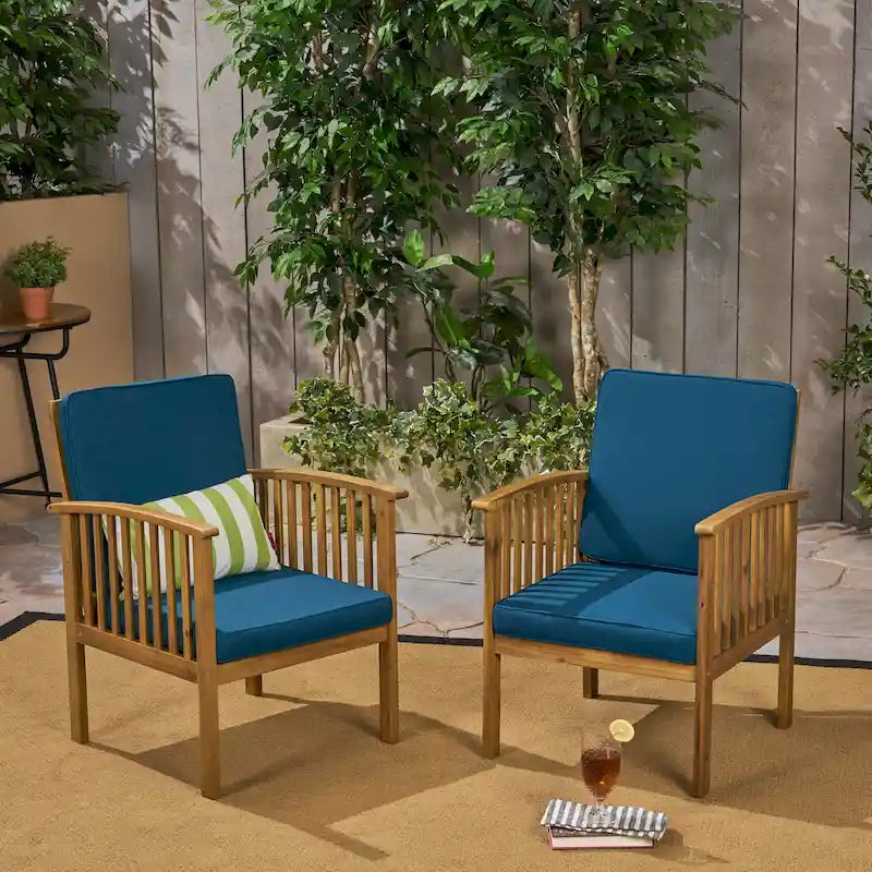 Casa Acacia Outdoor Acacia Wood Club Chairs(Set of 2) by Christopher Knight Home