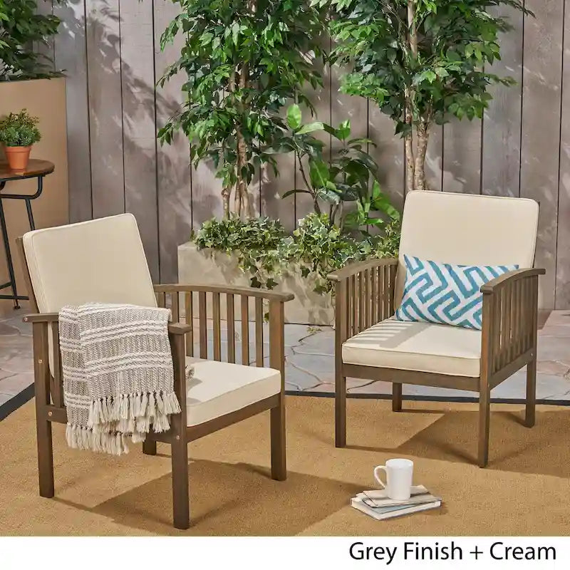 Casa Acacia Outdoor Acacia Wood Club Chairs(Set of 2) by Christopher Knight Home