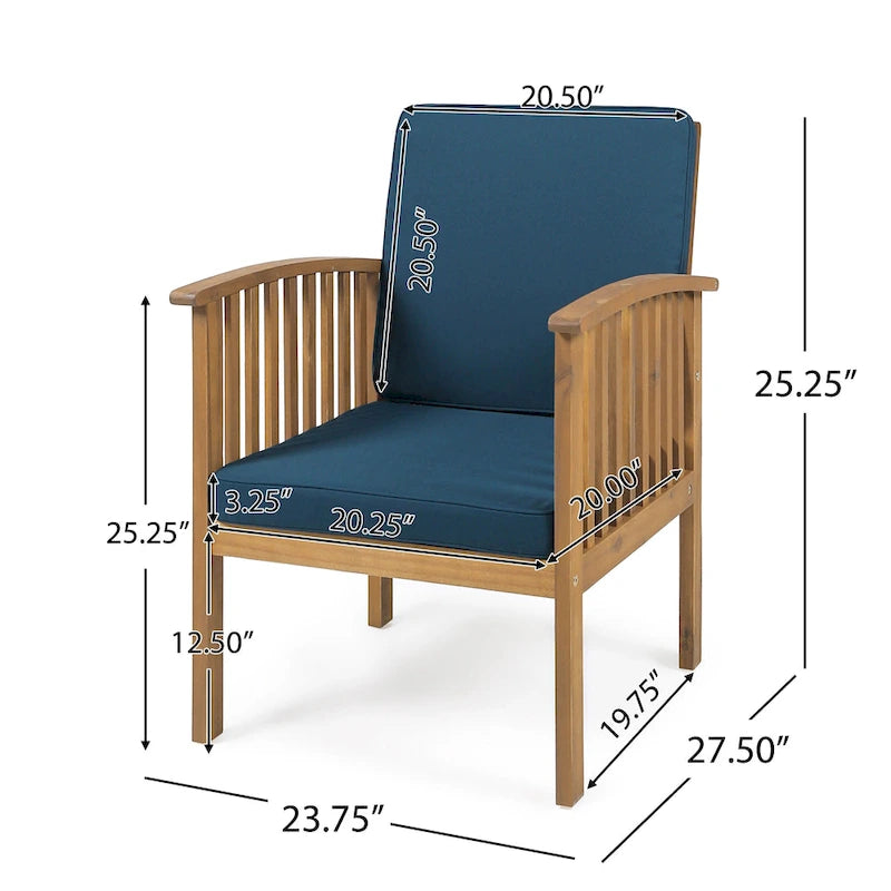 Casa Acacia Outdoor Acacia Wood Club Chairs(Set of 2) by Christopher Knight Home