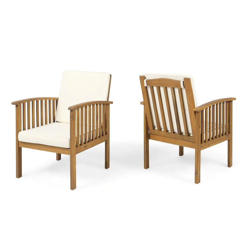 Casa Acacia Outdoor Acacia Wood Club Chairs(Set of 2) by Christopher Knight Home