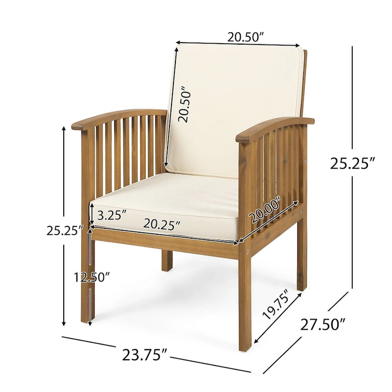 Casa Acacia Outdoor Acacia Wood Club Chairs(Set of 2) by Christopher Knight Home