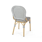 Arthur Outdoor French Cafe Chairs - Aluminum and Wicker - Gray/Bamboo Finish (Set of 2) - 17.75 L x 23.00 W x 34.50 H