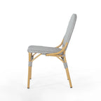 Arthur Outdoor French Cafe Chairs - Aluminum and Wicker - Gray/Bamboo Finish (Set of 2) - 17.75 L x 23.00 W x 34.50 H