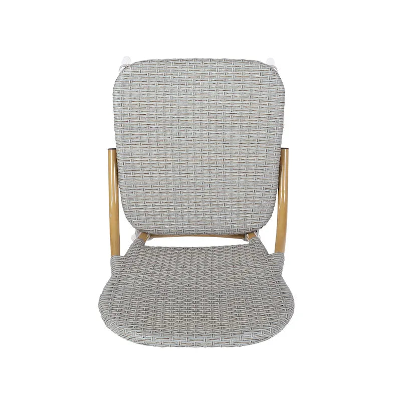 Arthur Outdoor French Cafe Chairs - Aluminum and Wicker - Gray/Bamboo Finish (Set of 2) - 17.75 L x 23.00 W x 34.50 H