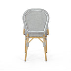 Arthur Outdoor French Cafe Chairs - Aluminum and Wicker - Gray/Bamboo Finish (Set of 2) - 17.75 L x 23.00 W x 34.50 H