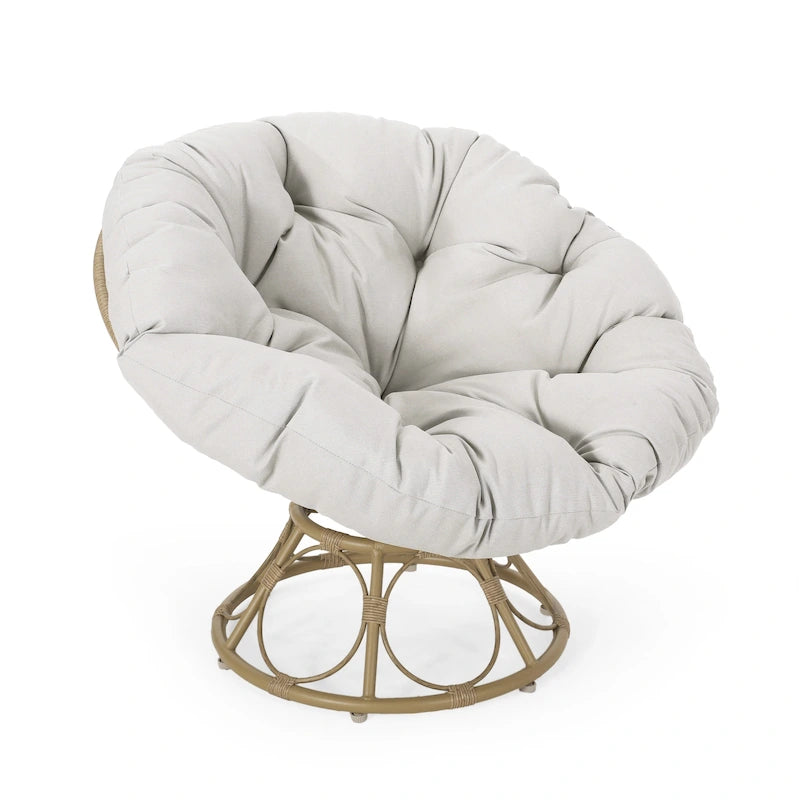 Maries Outdoor Papasan Swivel Chair with Cushion by Christopher Knight Home