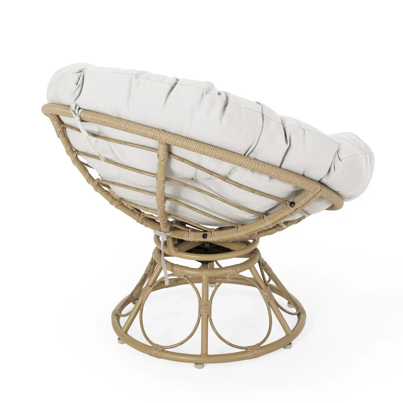 Maries Outdoor Papasan Swivel Chair with Cushion by Christopher Knight Home