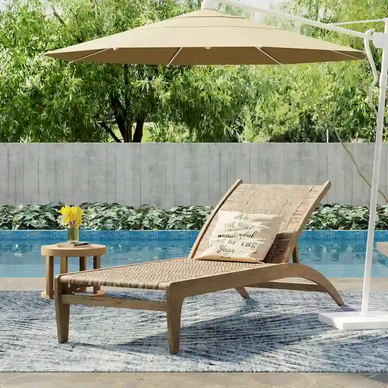 Benfield Outdoor Acacia Wood and Flat Wicker Chaise Lounge by Christopher Knight Home