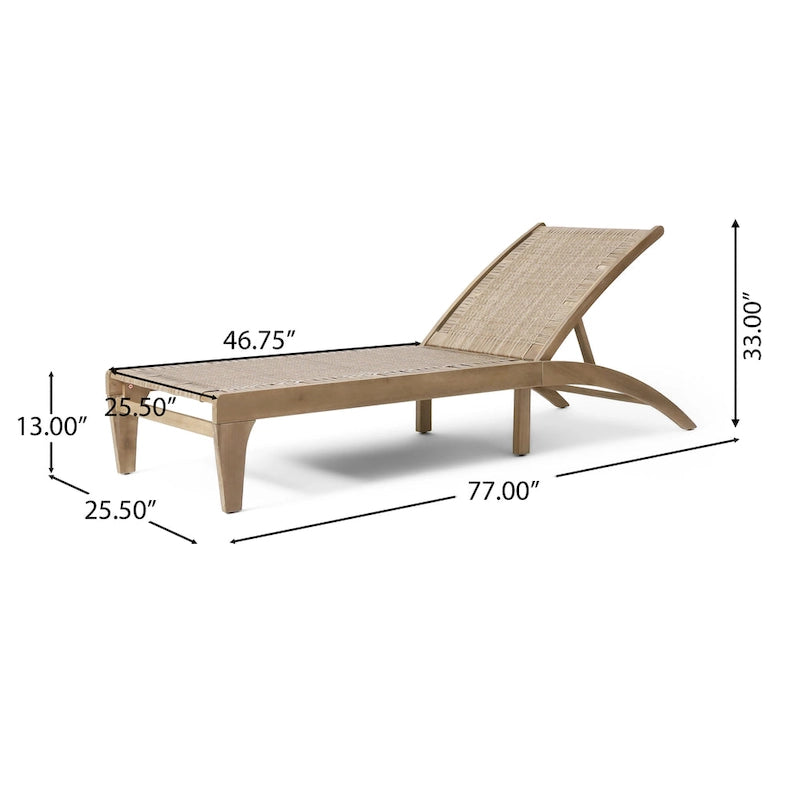 Benfield Outdoor Acacia Wood and Flat Wicker Chaise Lounge by Christopher Knight Home
