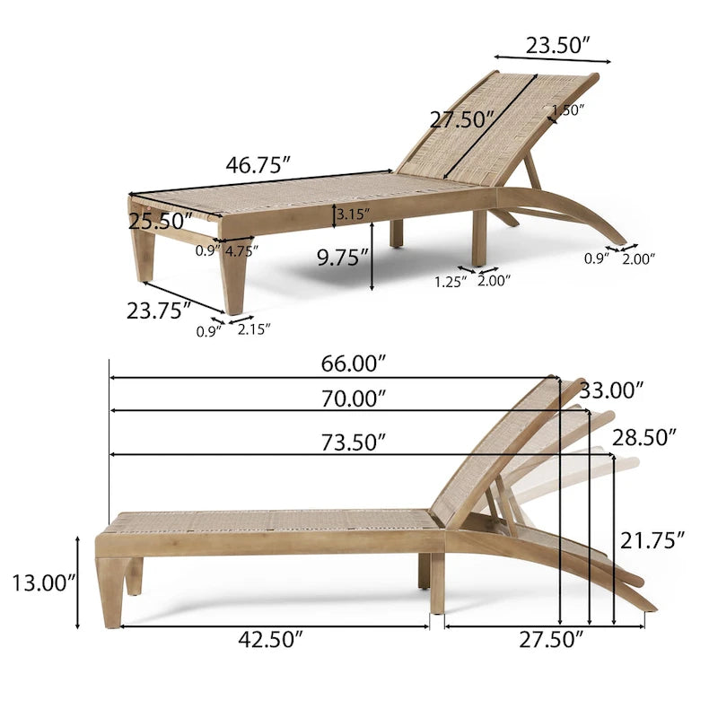 Benfield Outdoor Acacia Wood and Flat Wicker Chaise Lounge by Christopher Knight Home