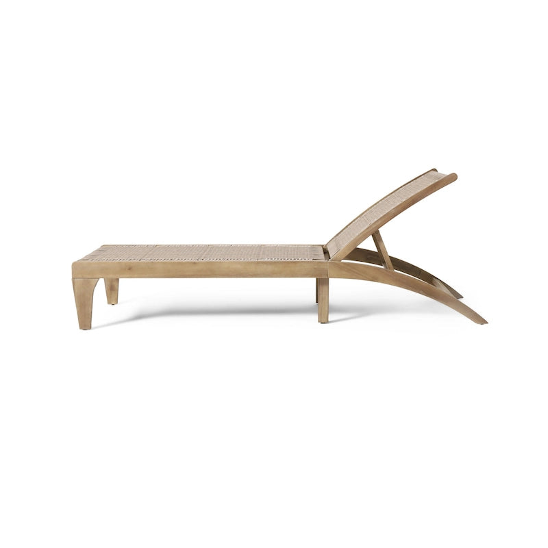 Benfield Outdoor Acacia Wood and Flat Wicker Chaise Lounge by Christopher Knight Home