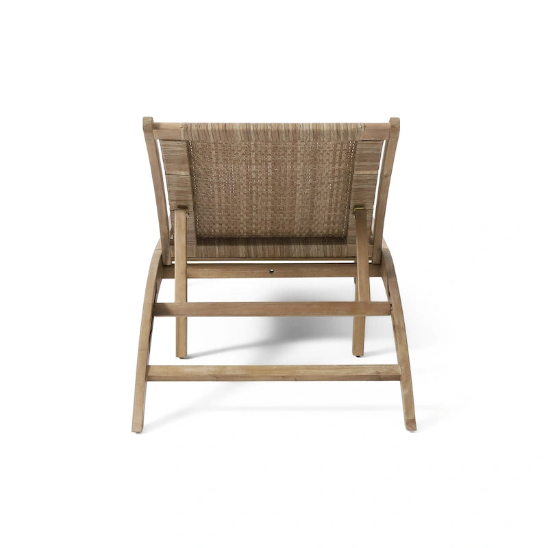 Benfield Outdoor Acacia Wood and Flat Wicker Chaise Lounge by Christopher Knight Home