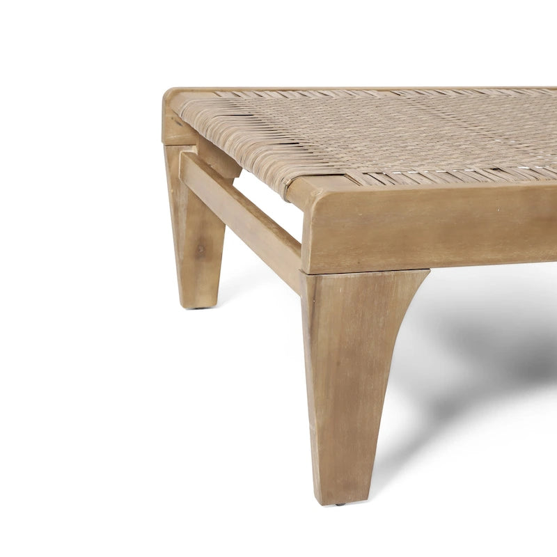 Benfield Outdoor Acacia Wood and Flat Wicker Chaise Lounge by Christopher Knight Home
