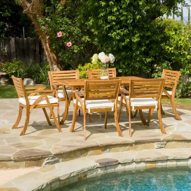 Hermosa7 Piece Acacia Wood Dining Set by Christopher Knight Home