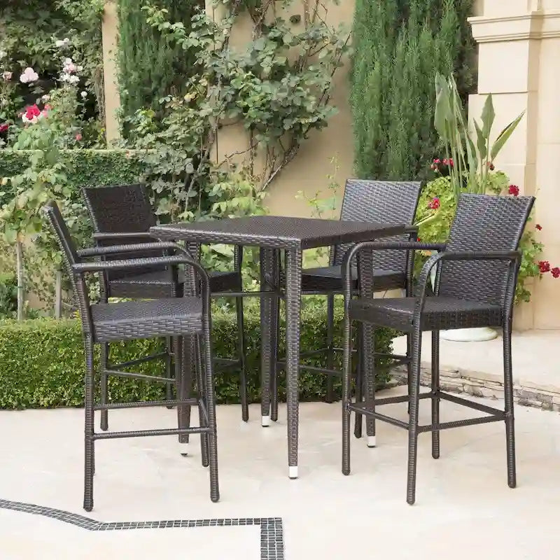 Colbin Wicker Outdoor 5-piece Bar Set by Christopher Knight Home