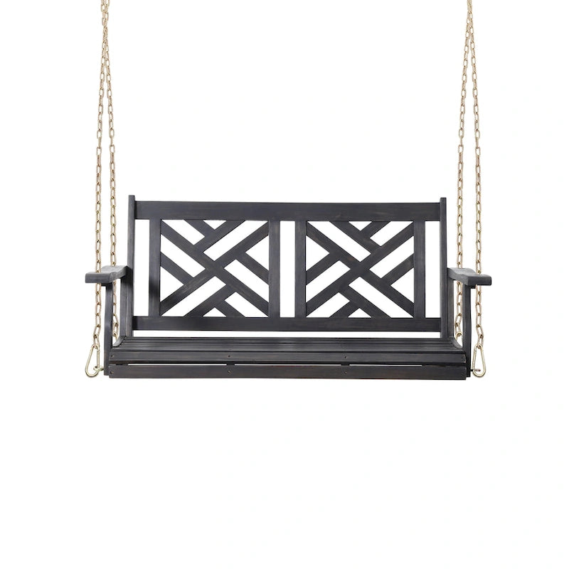 Alejandro Outdoor Acacia Wood Outdoor Hanging Porch Swing by Christopher Knight Home