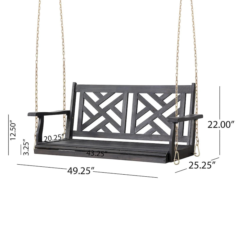 Alejandro Outdoor Acacia Wood Outdoor Hanging Porch Swing by Christopher Knight Home