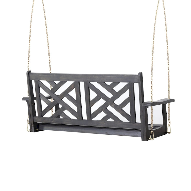 Alejandro Outdoor Acacia Wood Outdoor Hanging Porch Swing by Christopher Knight Home