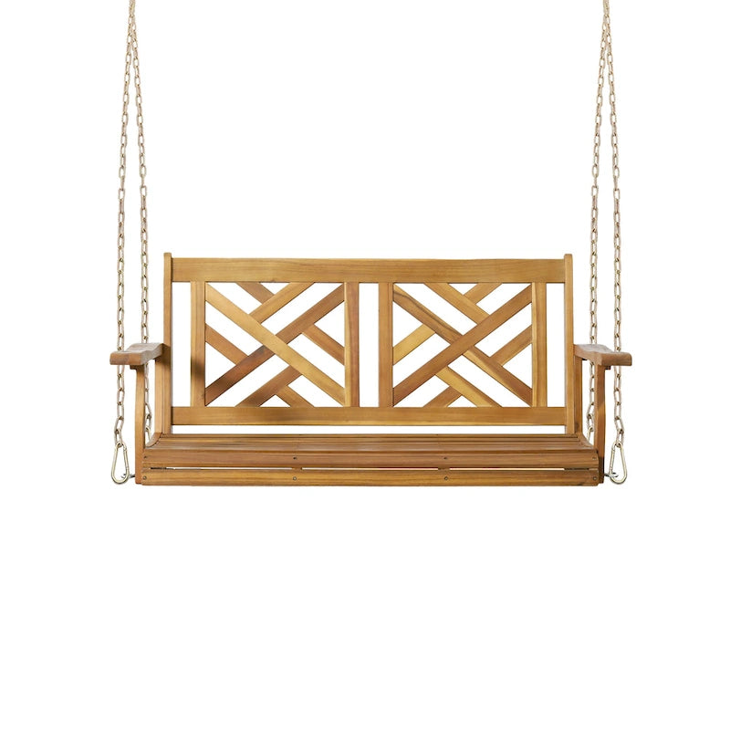 Alejandro Outdoor Acacia Wood Outdoor Hanging Porch Swing by Christopher Knight Home