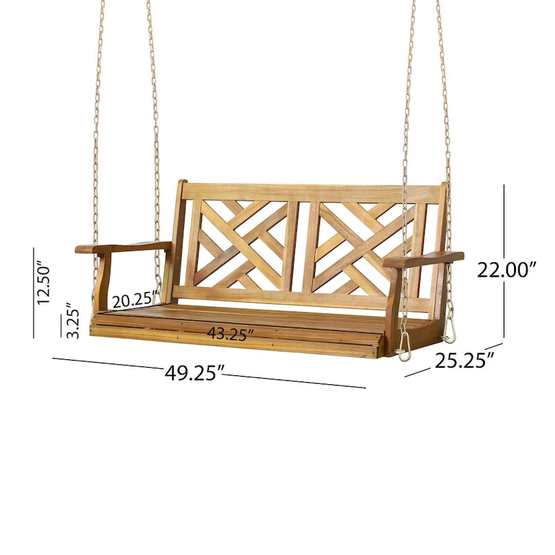Alejandro Outdoor Acacia Wood Outdoor Hanging Porch Swing by Christopher Knight Home