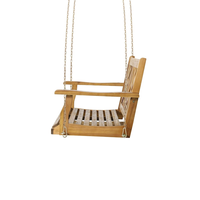 Alejandro Outdoor Acacia Wood Outdoor Hanging Porch Swing by Christopher Knight Home
