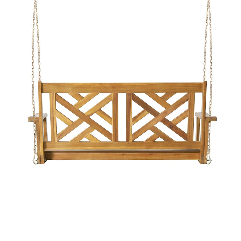 Alejandro Outdoor Acacia Wood Outdoor Hanging Porch Swing by Christopher Knight Home
