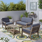 Grenada 4-pc. Outdoor Wood Chat Set by Christopher Knight Home