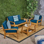Grenada 4-pc. Outdoor Wood Chat Set by Christopher Knight Home