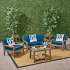 Grenada 4-pc. Outdoor Wood Chat Set by Christopher Knight Home