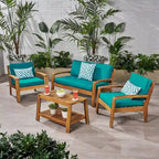 Grenada 4-pc. Outdoor Wood Chat Set by Christopher Knight Home