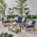 Grenada 4-pc. Outdoor Wood Chat Set by Christopher Knight Home