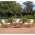 Grenada 4-pc. Outdoor Wood Chat Set by Christopher Knight Home