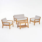 Grenada 4-pc. Outdoor Wood Chat Set by Christopher Knight Home