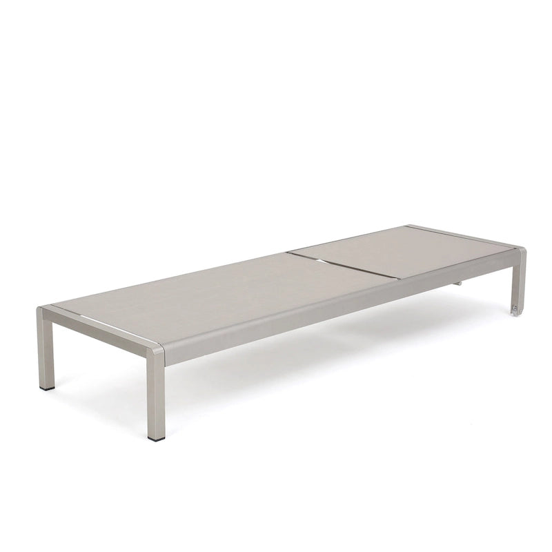 Cape Coral Mesh and Aluminum 3-piece Chaise Lounge with End Table Set by Christopher Knight Home