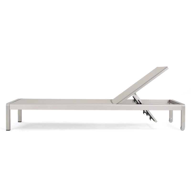 Cape Coral Mesh and Aluminum 3-piece Chaise Lounge with End Table Set by Christopher Knight Home