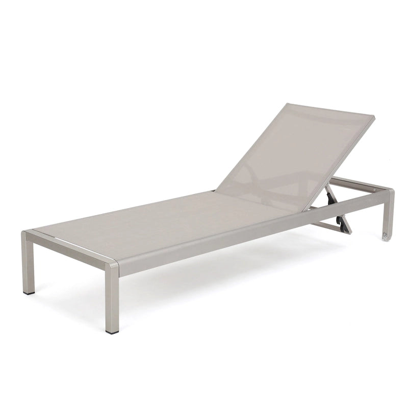 Cape Coral Mesh and Aluminum 3-piece Chaise Lounge with End Table Set by Christopher Knight Home