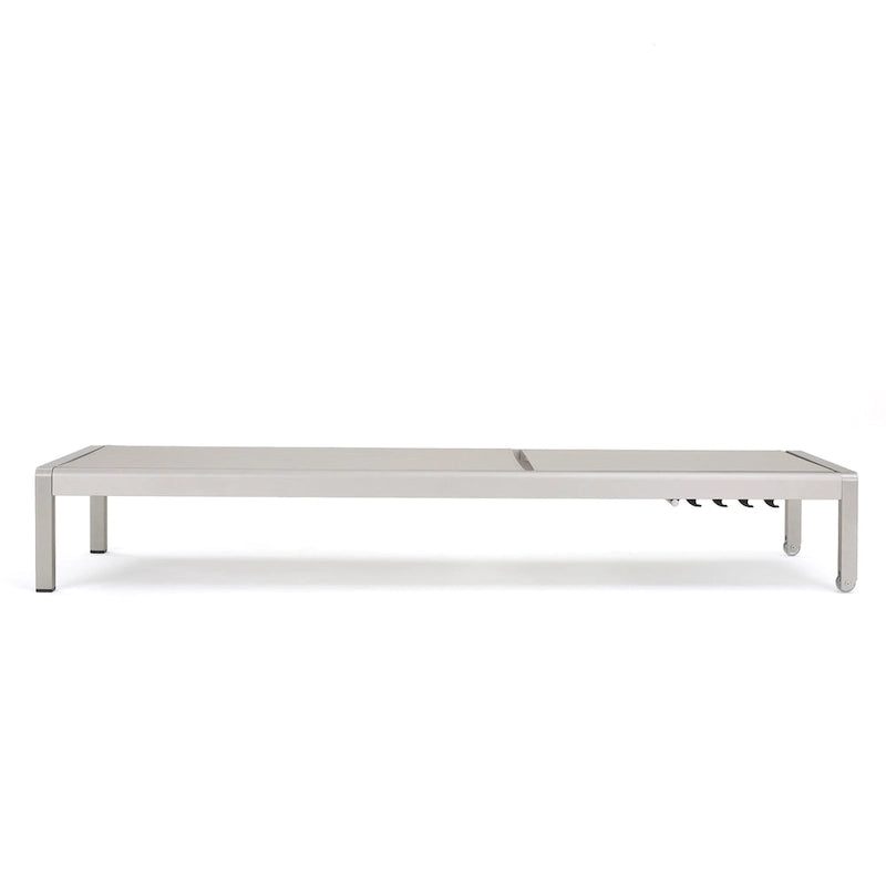 Cape Coral Mesh and Aluminum 3-piece Chaise Lounge with End Table Set by Christopher Knight Home