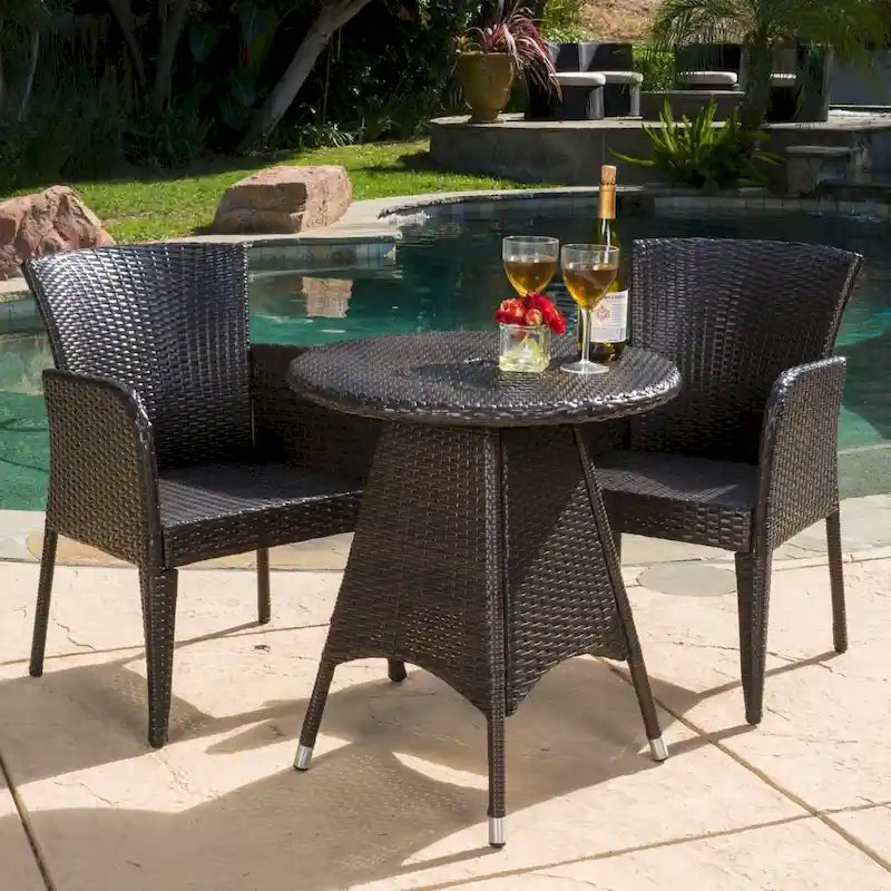 Brayden Outdoor 3-piece Wicker Bistro Set by Christopher Knight Home - N/A