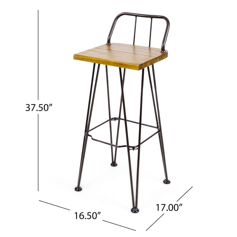 Denali Outdoor Industrial Wood Barstool (Set of 4) by Christopher Knight Home