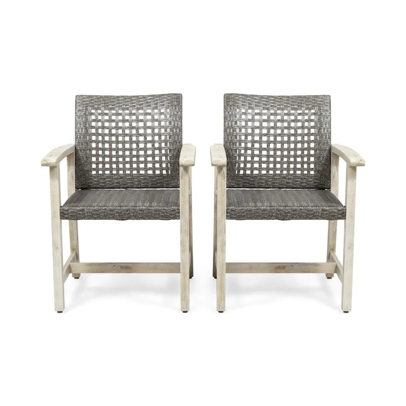Hampton Outdoor Acacia Wood and Wicker Dining Chair (Set of 2) by Christopher Knight Home