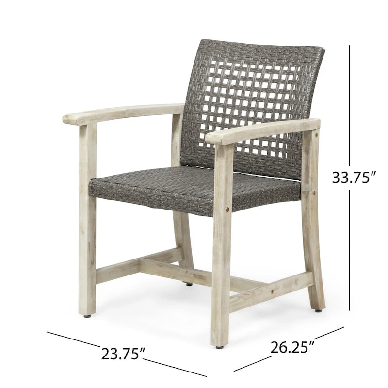 Hampton Outdoor Acacia Wood and Wicker Dining Chair (Set of 2) by Christopher Knight Home