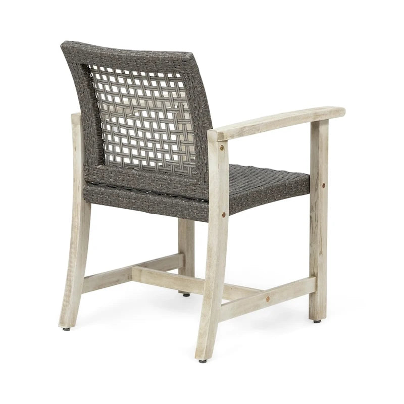 Hampton Outdoor Acacia Wood and Wicker Dining Chair (Set of 2) by Christopher Knight Home