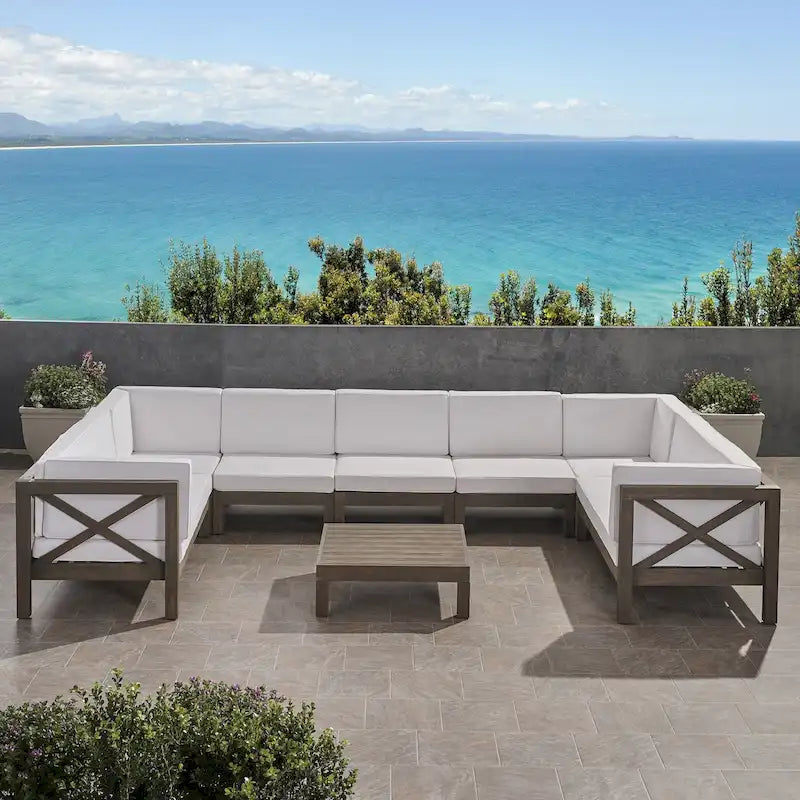 Brava Acacia Wood Sectional Sofa Set by Christopher Knight Home