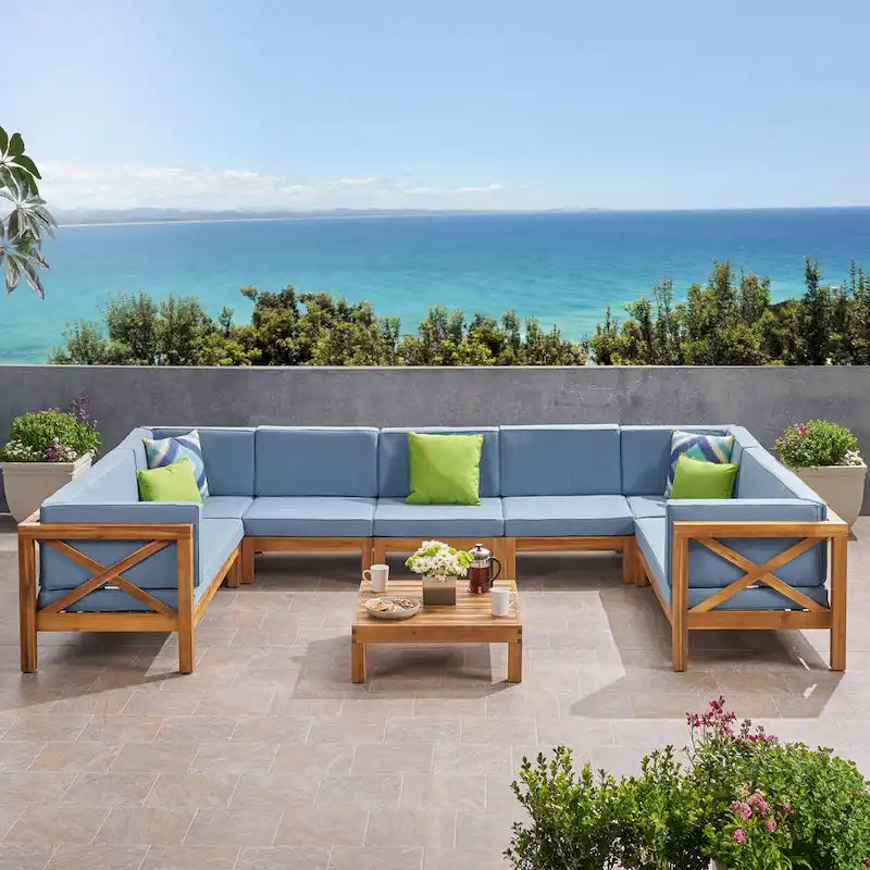 Brava Acacia Wood Sectional Sofa Set by Christopher Knight Home
