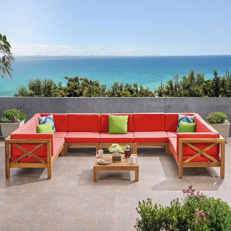 Brava Acacia Wood Sectional Sofa Set by Christopher Knight Home