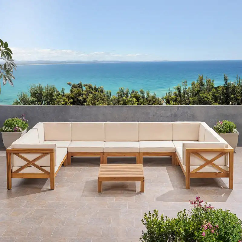 Brava Acacia Wood Sectional Sofa Set by Christopher Knight Home